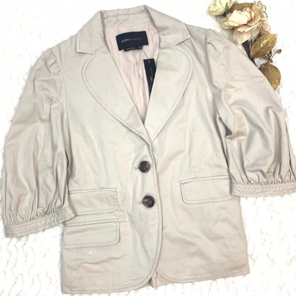 BCBGMaxAzria Tan Nancy Button Blazer Jacket NWT